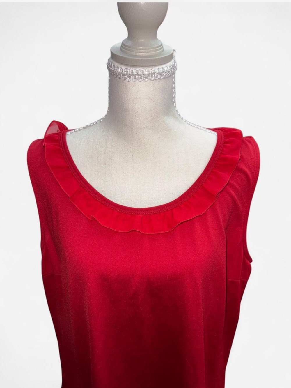 Joan Rivers Red Ruffle Neck Tank Top - Picture 4 of 6